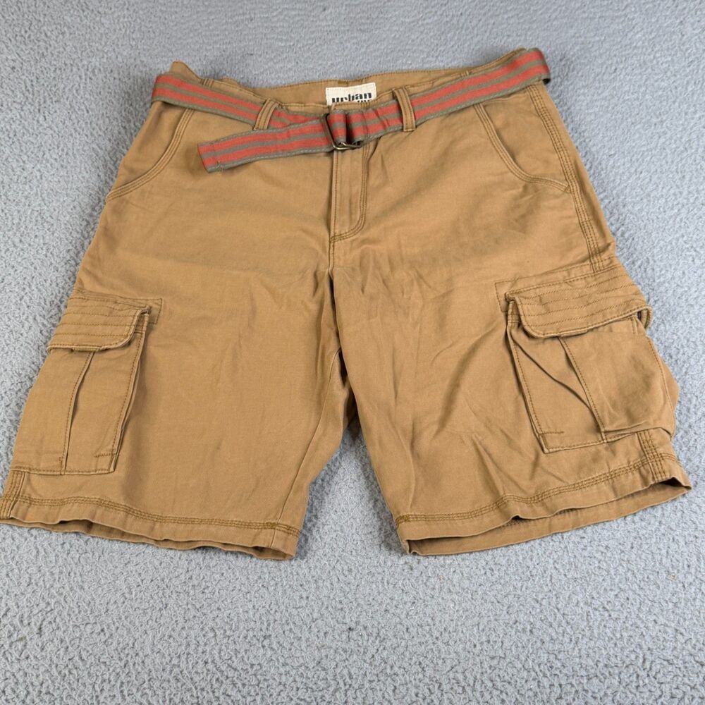 URBAN PIPELINE Cargo Shorts Mens 33 Beige Khaki Utility Streetwear Inseam 12"